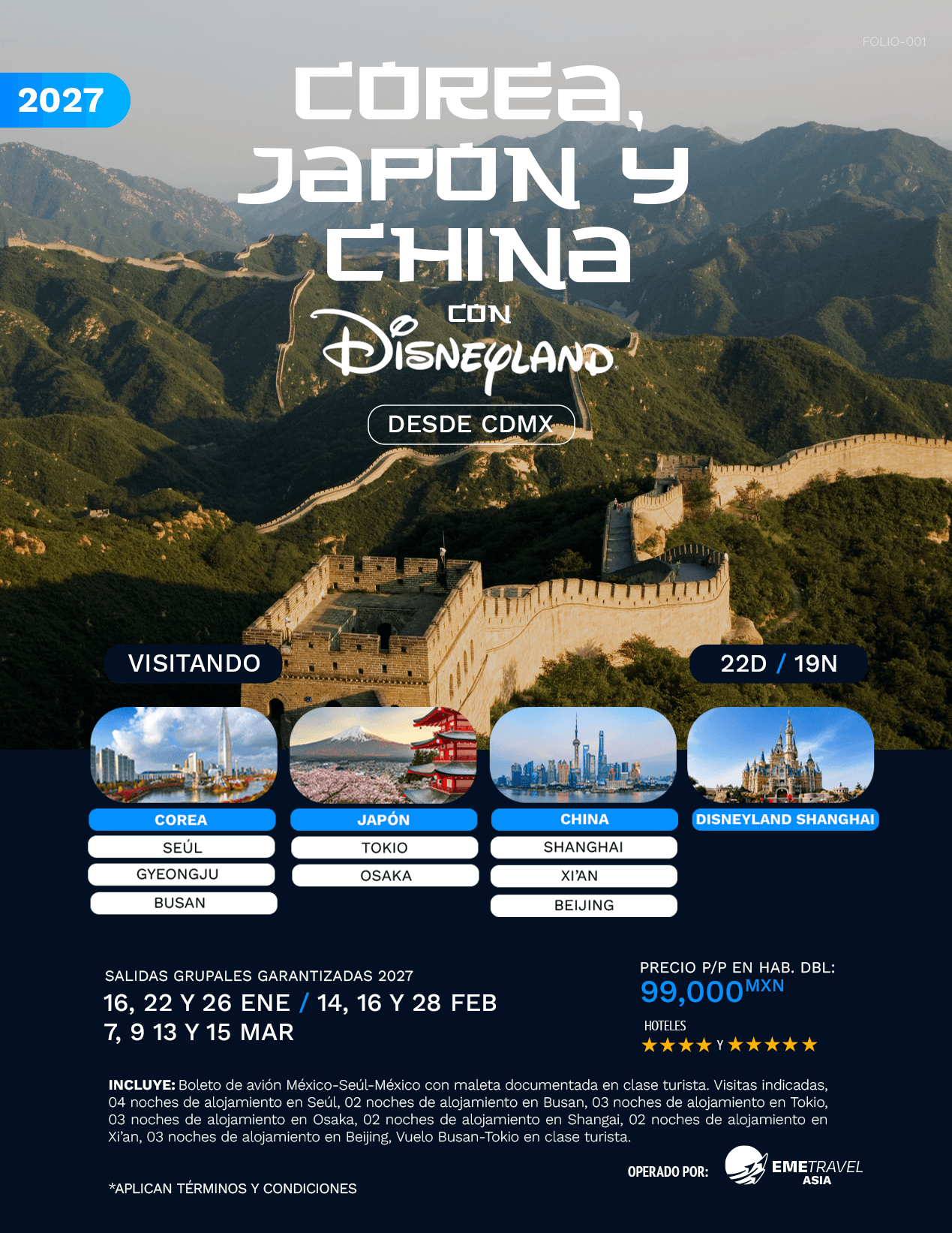 Corea, Japón y China con Disneyland