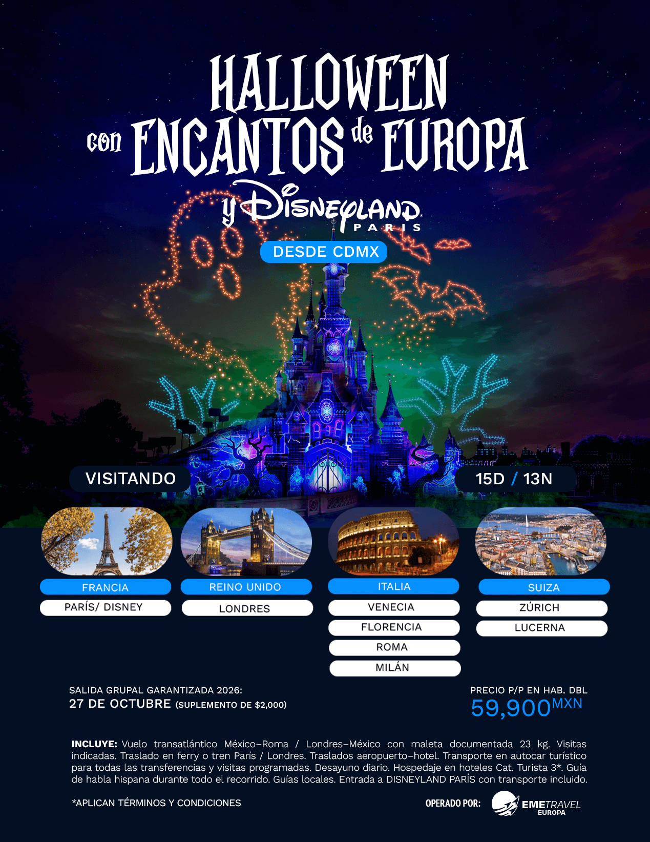 Halloween con Encantos de Europa y Disney