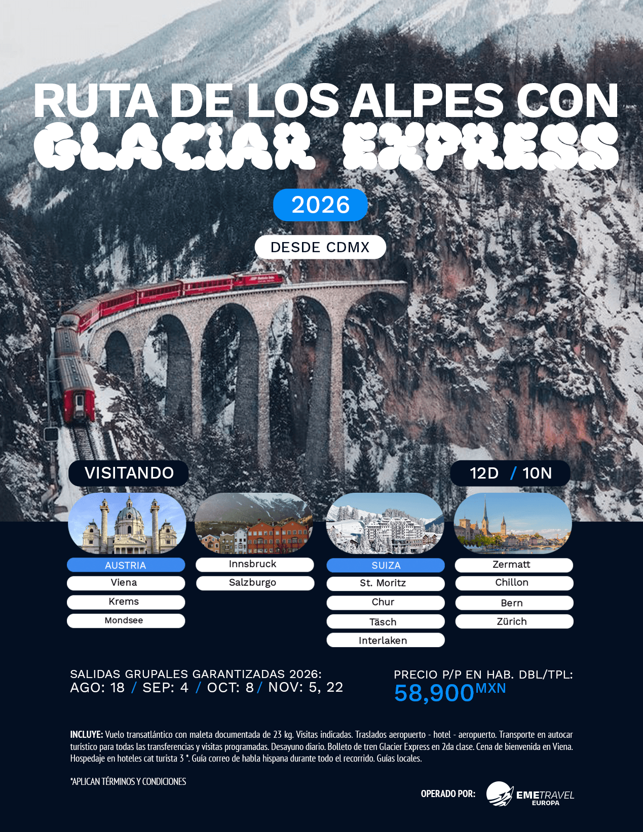 Ruta de los Alpes con Glaciar Express