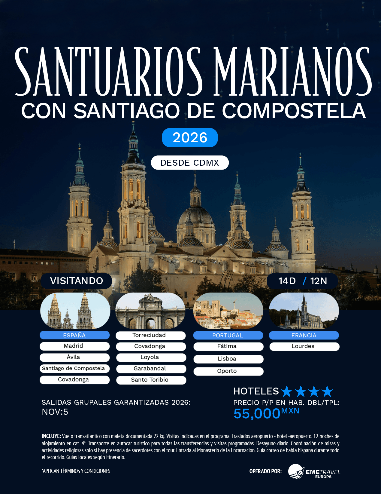 Santuarios Marianos con Santiago de Compostela