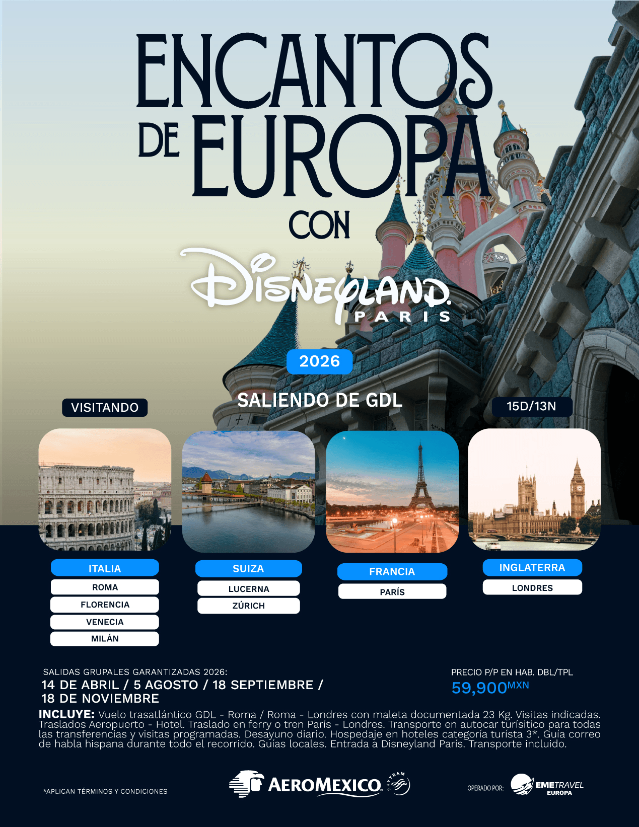 Encantos de Europa con Disney desde Guadalajara