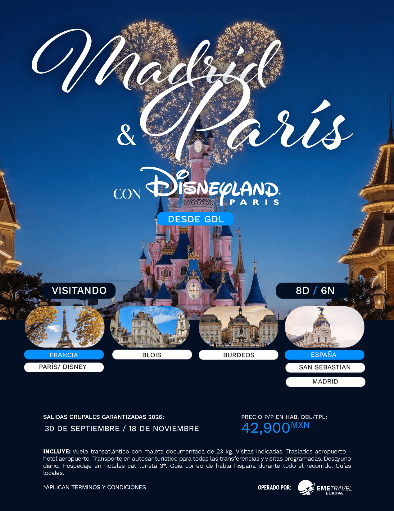 Madrid y París con Disney desde Guadalajara